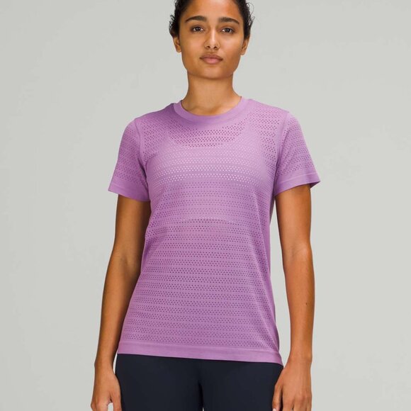 lululemon athletica Tops - Lululemon Swiftly Breathe Hip-Length Short Sleeve in Wisteria Purple, S